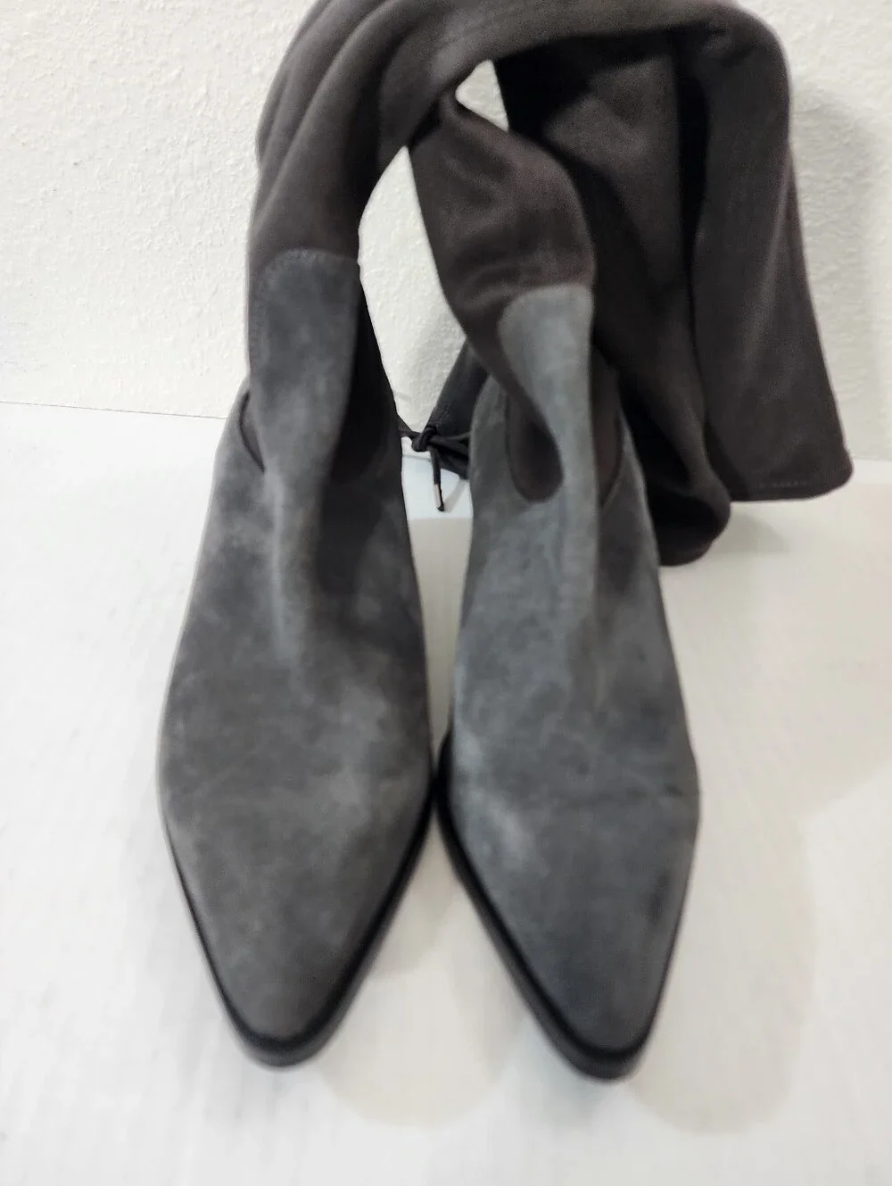 Blondo Esther Waterproof OTK Suede Stretch Boots Charcoal Pointed Toe 10M